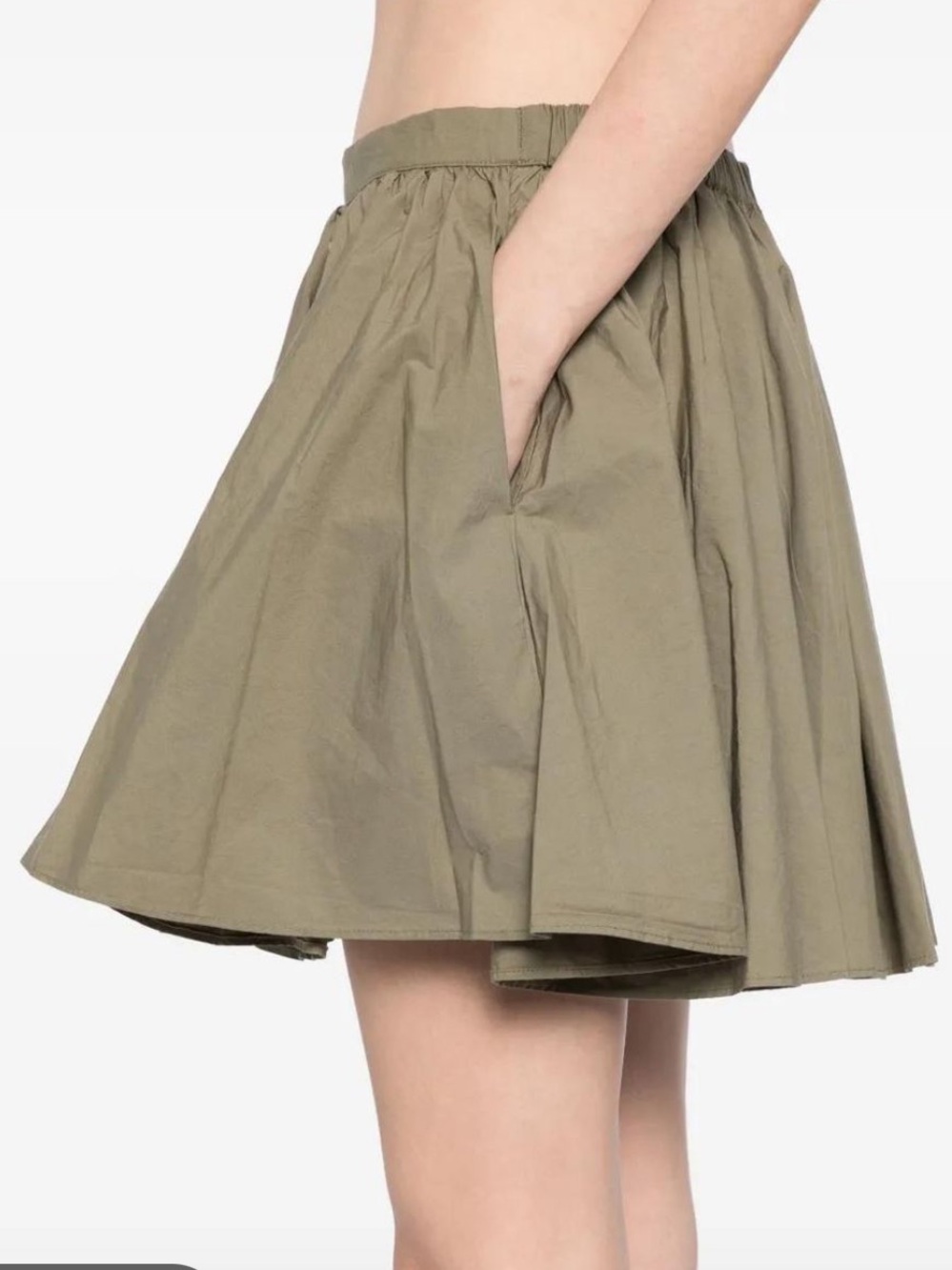 Free People Gaia Poplin Cotton Mini Skirt Pockets Grunge Army Green Boho XS